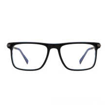 New Classical Full Rim Rectangle Acetate Combined With Metal Custom Logo Eyeglasses